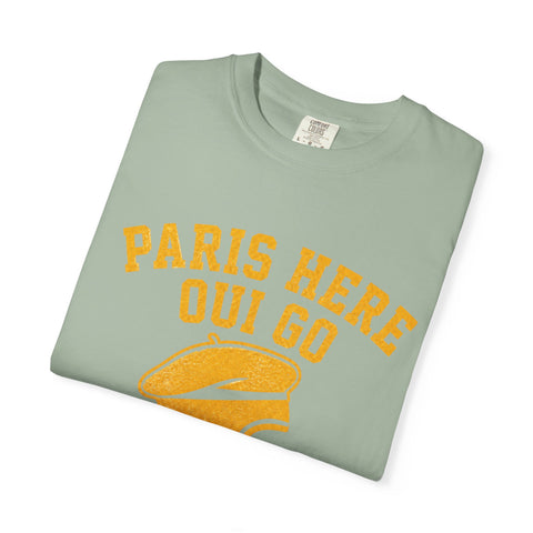 Paris Here We Go Pittsburgh 2026 French Beret Helmet on Premium Comfort Colors® T-Shirt