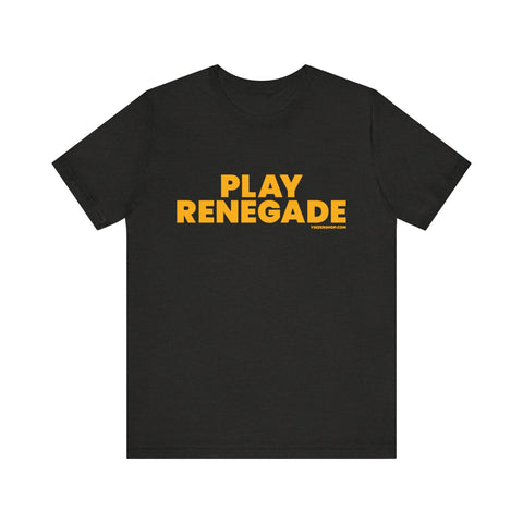 Play Renegade Block Letters - Short Sleeve Tee T-Shirt Printify Black Heather XS 