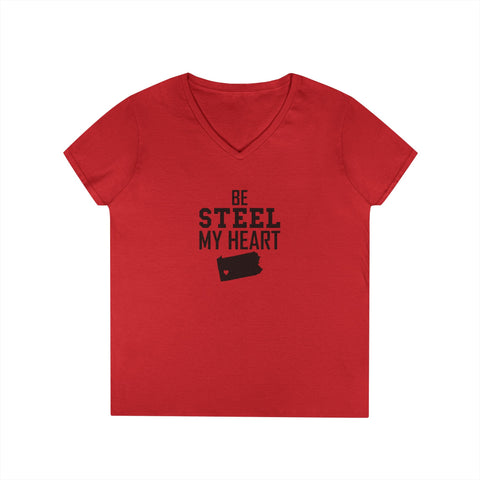 Be Still my Heart Pittsburgh - Ladies' V-Neck T-Shirt V-neck Printify S Red