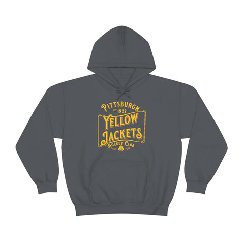 Pittsburgh Yellow Jackets Text Hoodie  Vintage Ice Hockey Charcoal S 