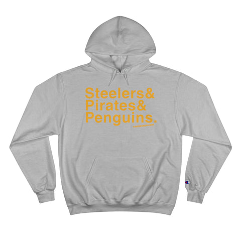 Pittsburgh Sports Teams Ampersand - Champion Hoodie Hoodie Printify Light Steel S 