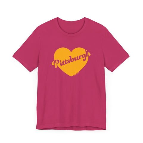 Pittsburgh Retro Heart - Short sleeve t-shirt T-Shirt Printify Berry S