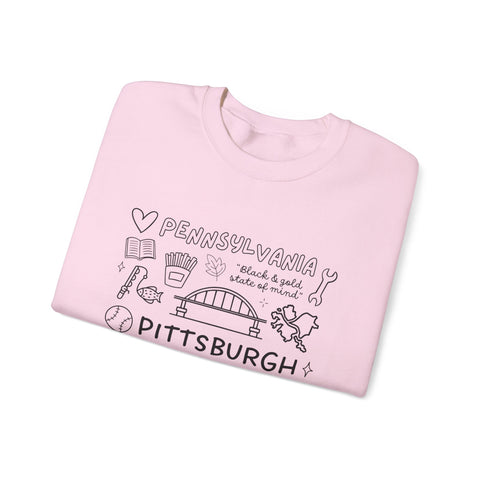 Pittsburgh Doodle Collage - Heavy Blend™ Crewneck Sweatshirt
