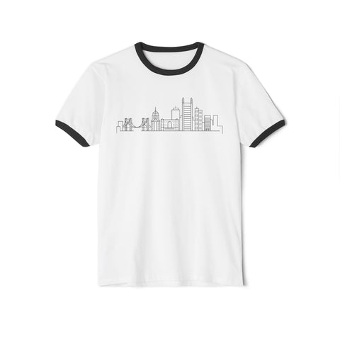Pittsburgh Skyline Doodle - Next Level Unisex Cotton Ringer T-Shirt
