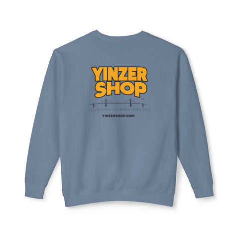 YinzerShop Serving Since 2015 - Print on back - Comfort Colors® 1466 Unisex Lightweight Crewneck Sweatshirt Sweatshirt Printify Blue Jean S