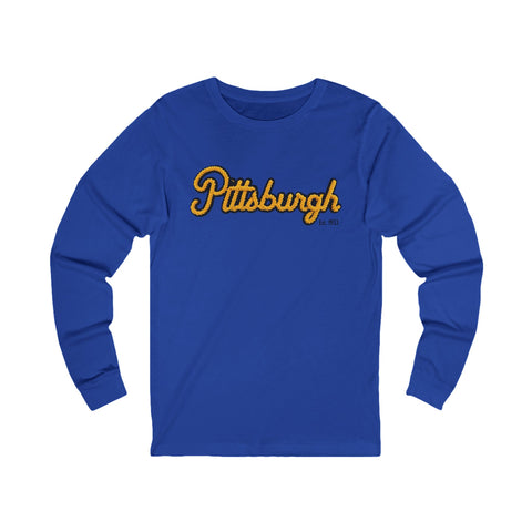 Pittsburgh Faux Embroidery - Unisex Jersey Long Sleeve Tee