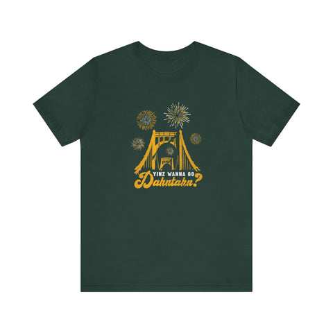 Yinz Wanna Go Dahntahn for Fireworks - Vintage Logo - Short Sleeve Tee T-Shirt Printify Forest S 