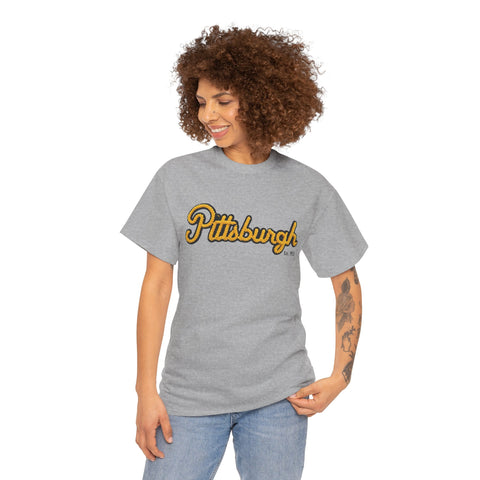 Pittsburgh Faux Embroidery Unisex Heavy Cotton Tee