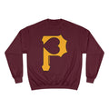 Heart of Pittsburgh - P for Pittsburgh Series - Champion Crewneck Sweatshirt Sweatshirt Printify Maroon S 