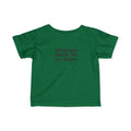 Dark green Cleveland Smells Like My Diaper infant tee with red text, soft and unisex baby clothing option.