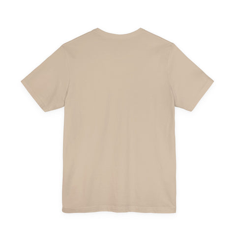 Back view of Pittsburgh Border Stamp - Short Sleeve T-Shirt in beige, perfect for casual wear with a minimalist aesthetic.