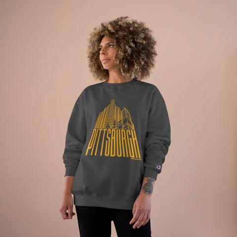 Pittsburgh Glass Building - Champion Crewneck Sweatshirt Sweatshirt Printify   