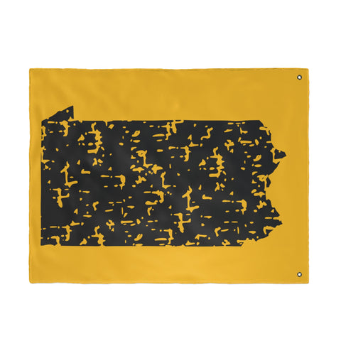 Pennsylvania Grunge - Double Sided Flag - Black and Gold