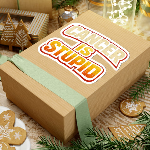 Cancer Is Stupid Sticker Burnt Orange & Yellow Distressed