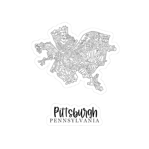Pittsburgh Neighborhood Map -  Kiss-Cut Stickers