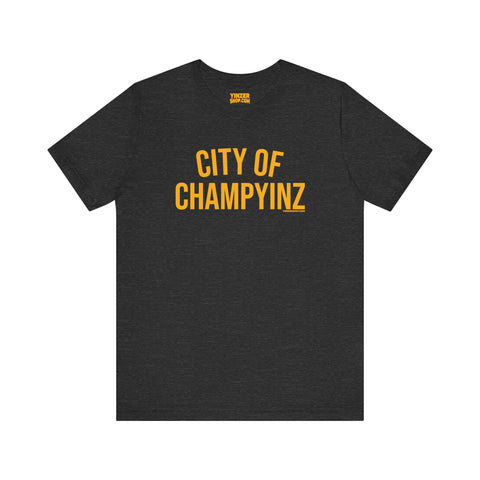 City of ChampYINZ - Short Sleeve Tee T-Shirt Printify Dark Grey Heather S 