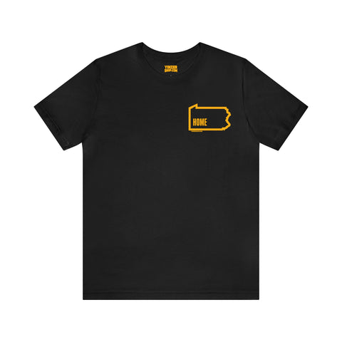 Pittsburgh, Pennsylvania, Home - PRINT ON BACK  - Short Sleeve Tee T-Shirt Printify Black S 