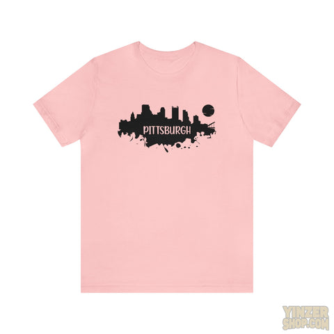 Pittsburgh Splash Skyline T-Shirt  - Unisex bella+canvas 3001 T-Shirt Printify Pink M 