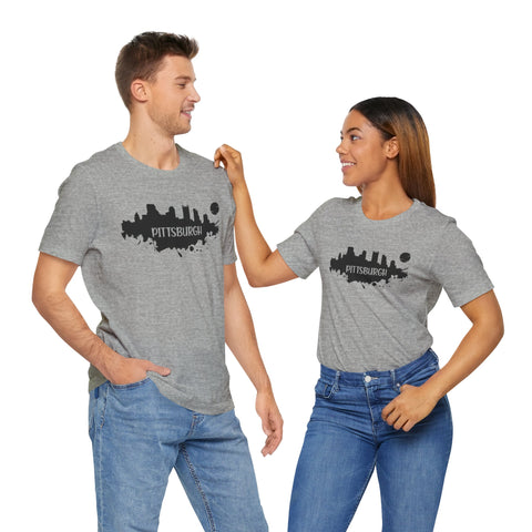 Pittsburgh Splash Skyline T-Shirt  - Unisex bella+canvas 3001 T-Shirt Printify   