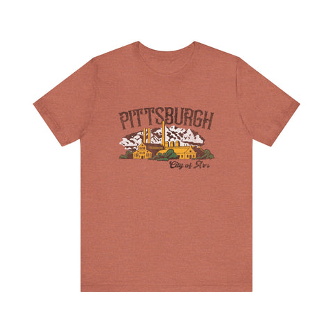 Pittsburgh City of Iron Vintage Logo - Short Sleeve Tee T-Shirt Printify Heather Clay S 