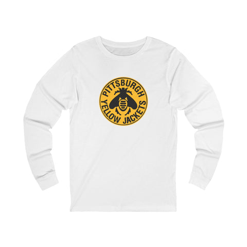 Pittsburgh Yellow Jackets Long Sleeve Shirt Long-sleeve Vintage Ice Hockey White S