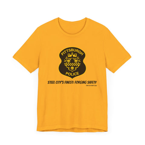 Steel City’s Finest: Forging Safety Pittsburgh Police Department Badge T-Shirt T-Shirt Printify Gold S