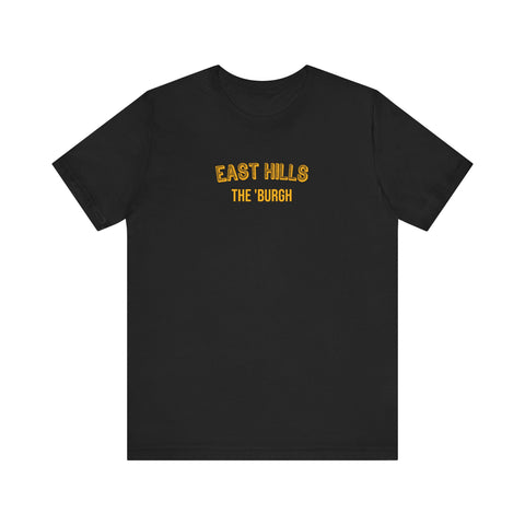 East Hills  - The Burgh Neighborhood Series - Unisex Jersey Short Sleeve Tee T-Shirt Printify Black S 