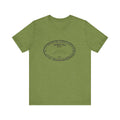 Pittsburgh Border Stamp - Short Sleeve T-Shirt in heather green, featuring a black Pittsburgh stamp, perfect for fast delivery and slim fit style.