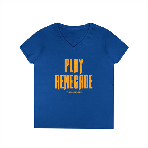 Play Renegade Distressed Graphic - Ladies' V-Neck T-Shirt V-neck Printify S Royal