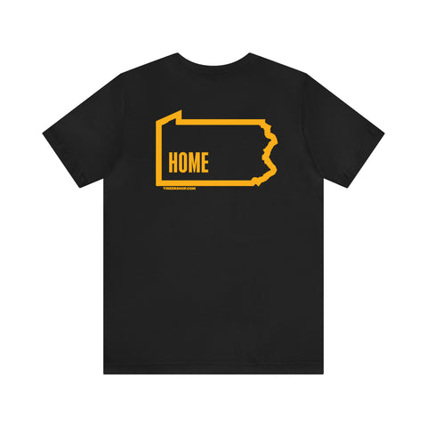 Pittsburgh, Pennsylvania, Home - PRINT ON BACK  - Short Sleeve Tee T-Shirt Printify   