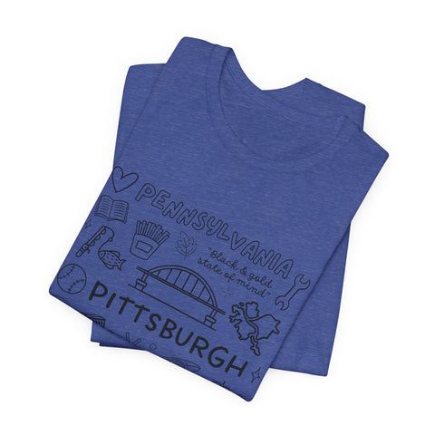 Pittsburgh Doodle Collage - Unisex Jersey Short Sleeve Tee