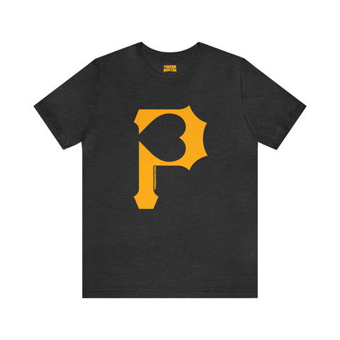 Heart of Pittsburgh - P for Pittsburgh Series - Short Sleeve Tee T-Shirt Printify Dark Grey Heather M 