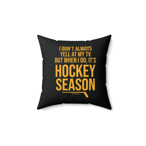 Pittsburgh Hockey Black & Yellow Square Pillow Home Decor Printify