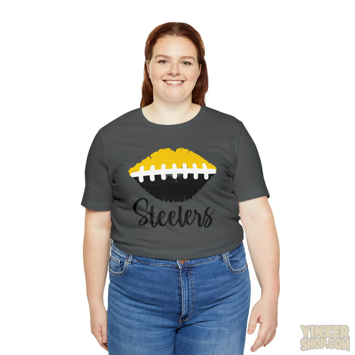 Love with a Kiss Steeler Football T-Shirt  - Unisex bella+canvas 3001 T-Shirt Printify   