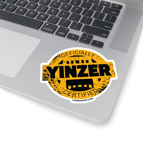 Black & Yellow Certified Yinzer Kiss-Cut Sticker label Paper products Printify 4" × 4" White 