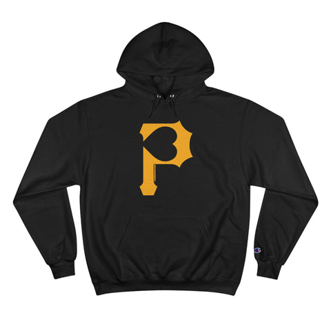 Heart of Pittsburgh - P for Pittsburgh Series - Champion Hoodie Hoodie Printify Black S 