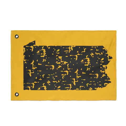 Pennsylvania Grunge - Double Sided Flag - Black and Gold
