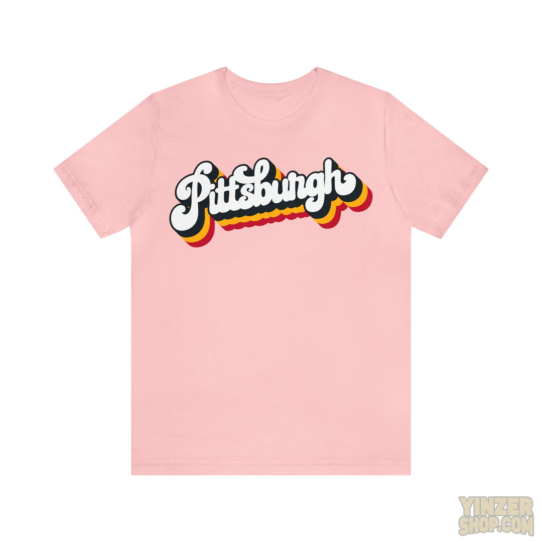 Retro Vintage 80'S Pittsburgh T-Shirt  - Unisex Bella+Canvas 3001 Jersey Short Sleeve Tee T-Shirt Printify Pink S 