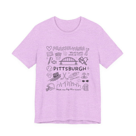 Pittsburgh Doodle Collage - Unisex Jersey Short Sleeve Tee