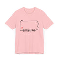 Love Pittsburgh Pennsylvania Short Sleeve T-Shirt  - Unisex bella+canvas 3001 T-Shirt Printify Pink S 