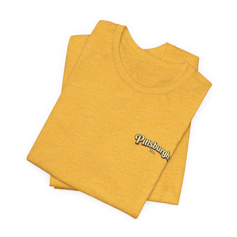 Vintage Pittsburgh Sunset (Print on Back) - Unisex Jersey Short Sleeve Tee