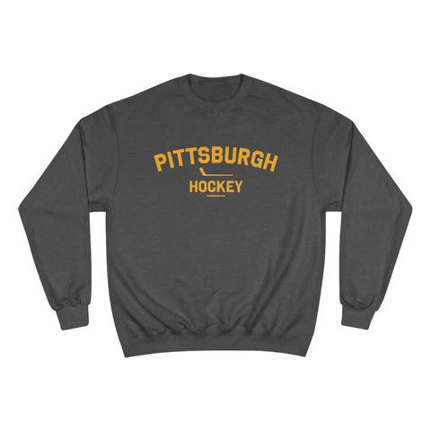 Pittsburgh Hockey - Collegiate Style - Champion Crewneck Sweatshirt Sweatshirt Printify Charcoal Heather S 