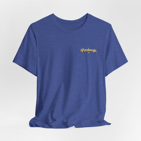 Vintage Pittsburgh Sunset (Print on Back) - Unisex Jersey Short Sleeve Tee