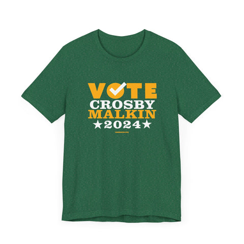 Vote Crosby Malkin 2024 - Election - Short Sleeve Tee T-Shirt Printify Heather Grass Green XS