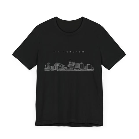 Pittsburgh One Line Drawing of Skyline T-Shirt  - Unisex bella+canvas 3001 T-Shirt Printify   