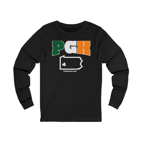 PGH Series Irish Flag - St. Patty's Day - Long Sleeve Tee Long-sleeve Printify L Black Heather