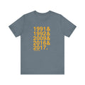 Pittsburgh Penguins Stanley Cups Ampersand - Short Sleeve Tee T-Shirt Printify Heather Slate XS