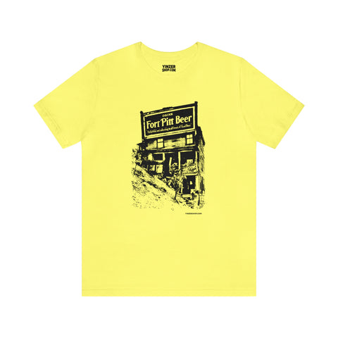 Fort Pitt Beer Building - Retro - Short Sleeve Tee T-Shirt Printify Yellow S 
