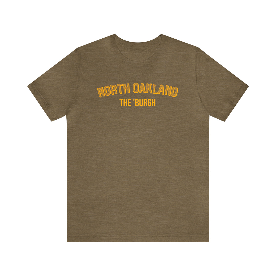 North Oakland - The Burgh Neighborhood Series - Unisex Jersey Short Sleeve Tee T-Shirt Printify Heather Olive S 