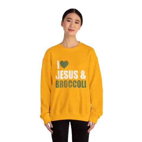 I Love Jesus and Broccoli - Heavy Blend™ Crewneck Sweatshirt